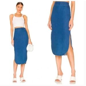 Frank & Eileen donegal Unforgettable Skirt Medium Wash denim $265 spring casual